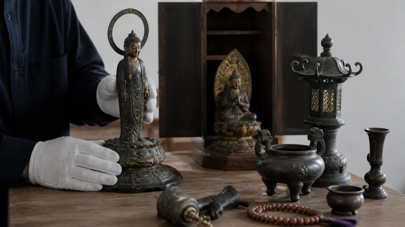仏像・仏具を処分・売却する前に確認することの題材を表すAI生成参考写真