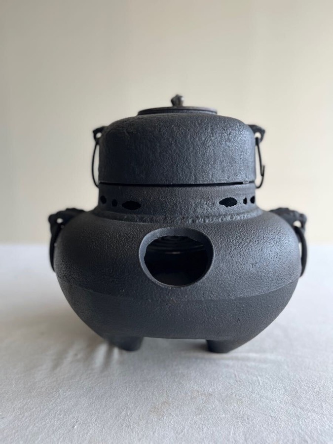 龍文堂 風炉釜 鉄釜 茶釜 鉄製 茶道具 時代物