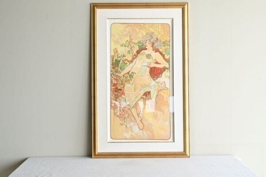 ミュシャ「秋（Autumn）」 大判リトグラフ 額装品 アール・ヌーヴォー