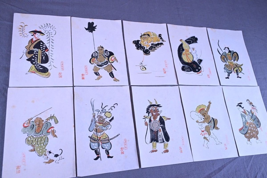 大津絵 木版画 民画 鬼図 七福神 武者絵 肉筆風