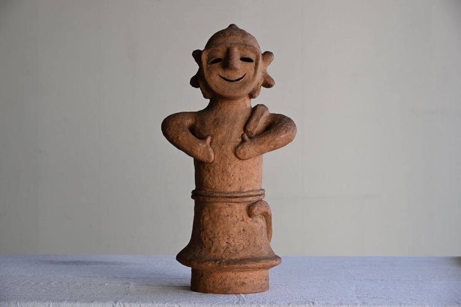 埴輪風 土器人物像 素焼き 造形オブジェ 古代風 一点物