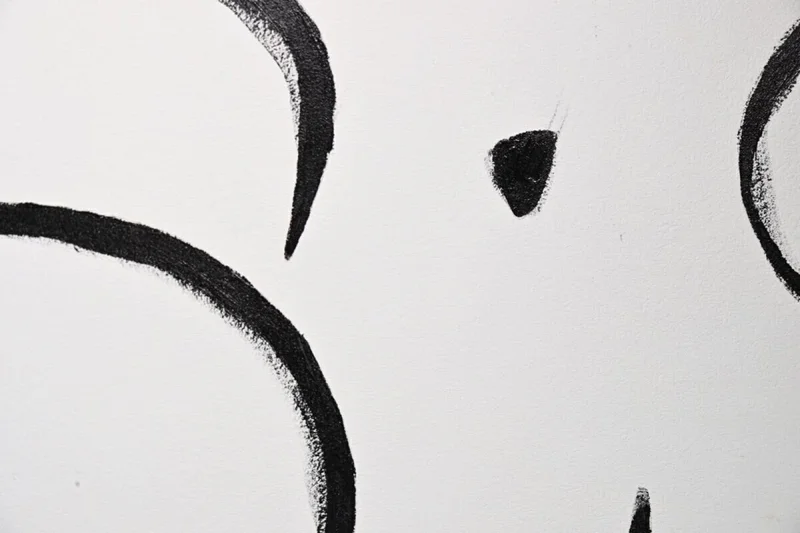 現代アート 大型油彩 抽象人物画 白黒 ミニマル 書道的 一点物