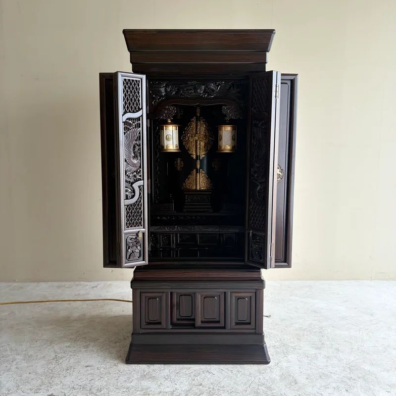 22号黒檀雅型　大型仏壇／吊り灯籠・下台収納